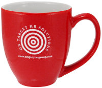 Ceramic Mugs: 16oz Red Two Tone Bistro Mugs